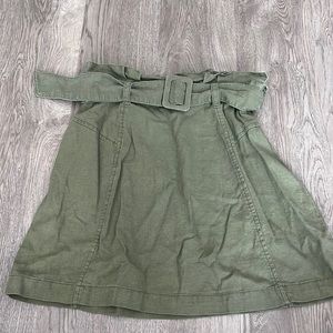 BP Ruffled Belted Olive Skirt